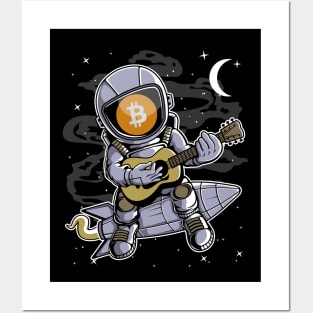 Astronaut Guitar Bitcoin BTC Coin To The Moon Crypto Token Cryptocurrency Blockchain Wallet Birthday Gift For Men Women Kids Posters and Art